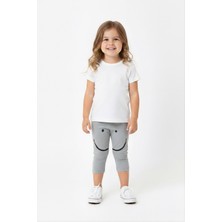 Lovetti Gri Bebek Dizde Gülen Yüz Baskılı Kapri