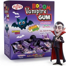 Funzi Booom Vampire Gum - Ekşi Toz Dolgulu Dil Boyayan Balonlu Sakız 200’LÜ Stand Kutu