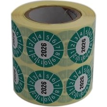 Vellum Tarih Seçme Etiketi 30MM x 30MM Ruloda 1000 Adet (Yeşil, 2026)