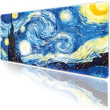 Van Gogh Yıldızlı Gece Oyun Gaming Klavye Mouse Pad Masa Matı 70X30CM