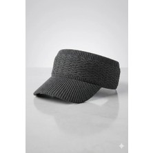 Belifanti Collection Premium Füme Örme Triko Vizör Şapka Esnek Yapı Nefes Alabilir Spor Tenis Güneşlik