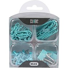 Cubbie Gökkuşağı 4'lü Kutu Ataş Raptiye Seti, Turkuaz