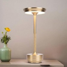 Şarjlı Metal Kasa Masa Lambası Dimmerli 3 Renk Işıklı Dekoratif Abajur Cata Toronto Dokunmatik Restoran Cafe Lambası (Gold)          [enerji Sınıfı A]