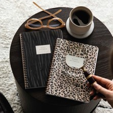 Paperora A5 Spiralli Karton Kapak Çizgili Okul Defteri 80 Yaprak 2'li Set - Ders Programlı - Leopar