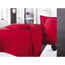 Çizgili Saten Nev Takımı Çift Kişilik Kırmızı