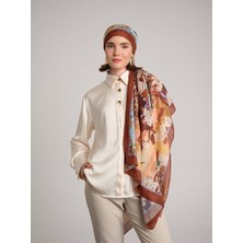 AYSHARA Nakkaş Avlusu Etnik Desenli Tek Taraflı Şal - Taba