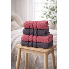 Ely Parker 4'lü Pamuklu Banyo Havlu Seti Pudra-Antrasit