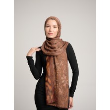 AYSHARA Yalaz Zebra Damask Desenli Çift Taraflı Şal - Bakır Taba