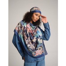 AYSHARA Nakkaş Avlusu Etnik Desenli Tek Taraflı Şal - Mint Mavi