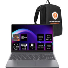 Lenovo Ideapad Slim 3 Ryzen 7 7735HS Notebook 24GB RAM 1TB SSD 15.3" FHD+ Win11 Home + Per4 Çanta 83K70098TRP321