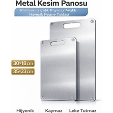 Sihome Metal Kesim Panosu Paslanmaz Çelik Kaymaz Ayaklı Hijyenik Kesme Tahtası 30X18 / 35X23