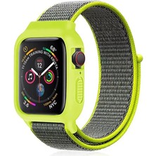 Vigordurus Newface Apple Watch 42MM Hasırlı Cırtcırtlı Kasalı Kordon - Yeşil