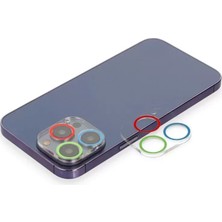Vigordurus Newface iPhone 13 Pro Renkli Kamera Lens Koruma Cam - Mavi-Yeşil