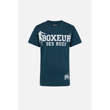 Boxeur Des Rues Youth Logo Stretch T-Shirt, Kid Boy Petrol Green