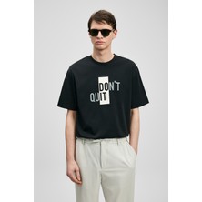 Lufian Carl Modern Grafik T- Shirt Siyah