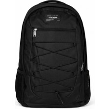 Hype Lisanslı 3 Bölmeli Sırt Çantası - Siyah Kordonlu Laptop Gözlü Su Itici Kumaşlı Okul Çantası