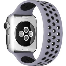 Vigordurus Newface Apple Watch 42MM Ayarlı Delikli Silikon Kordon - Gri-Siyah