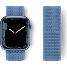 Vigordurus Newface Apple Watch 38MM Hasırlı Cırtcırtlı Kordon - Mavi
