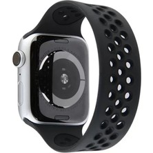 Vigordurus Newface Apple Watch 38MM Ayarlı Delikli Silikon Kordon - Siyah-Siyah