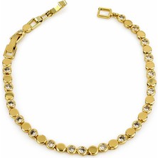 Sacha Daire Plaka ve Taş Sıralı Minimal Bileklik