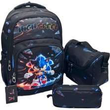 Betto's Erkek Çocuk Ilk Okul Sırt Çantası 3'lü Set Ilkokul Çantası Siyah Karakter Desenli Takım