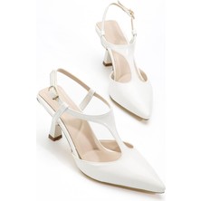 Shoegar Tula Beyaz Rugan Topuklu Ayakkabı