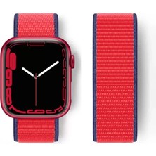 Vigordurus Newface Apple Watch 42MM Hasırlı Cırtcırtlı Kordon - Kırmızı