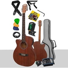 Calperia Masif Ağaç Elektro Akustik Gitar Seti - 4/4 Boy