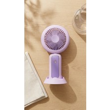 Porlisma Mini El Fanı Soft Lila-Mor Kompakt Tasarımlı, USB Şarjlı Güçlü Taşınabilir Vantilatör FAN-PL127
