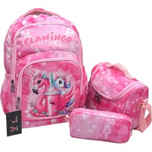 Betto's Kız Çocuk Ilk Okul Sırt Çantası Pembe 3'lü Set Ilkokul Çantası Karakter Desenli Takım