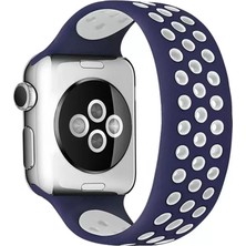 Vigordurus Newface Apple Watch 42MM Ayarlı Delikli Silikon Kordon - Lacivert-Beyaz