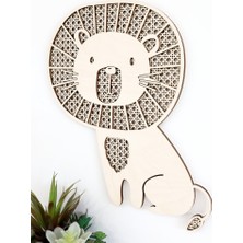 Aslan Figürlü Ahşap Hazeran Görünümlü Çocuk Odası Duvar Dekoru