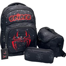 Betto's Erkek Çocuk Ilk Okul Sırt Çantası Siyah 3'lü Set Ilkokul Çantası Karakter Desenli Takım