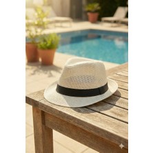 Belifanti Collection Premium Krem Hasır Fötr Şapka Unisex Michael Jackson Model
