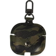 Vigordurus Newface Airpods 3 (3.nesil) Çanta Kamuflaj Deri Kılıf - Haki Yeşil