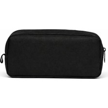 Beşiktaş Lisanslı Çift Bölmeli Siyah Paraşüt Kumaş Kalemlik - Serigraf Yazı Baskılı Kalem Kutusu