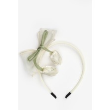 Le Mabelle Ekru Lale Figürlü Fiyonk Detaylı Kız Çocuk Taç