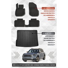 Sahler Mini Counrtyman 2024 ve Sonrası Uyumlu 4.5d Pro Premium Havuzlu Oto Paspas ve Lıner Bagaj Havuzu Set