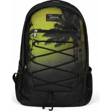 Hype Lisanslı 3 Bölmeli Sırt Çantası - Palmiye Desenli Kordonlu Laptop Gözlü Su Itici Okul Çantası