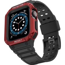 Vigordurus Newface Apple Watch 42MM KR401 Silikon Kordon - Siyah-Kırmızı