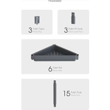 Vigordurus Life 6 Katlı Üçgen Plastik Gri Banyo Mutfak Rafı MIT1235