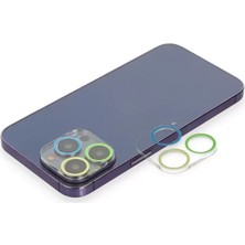 Vigordurus Newface iPhone 12 Pro Renkli Kamera Lens Koruma Cam - Yeşil-Sarı