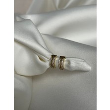 Yeknova Xuping 14K Gold Renginde Taş Detay Modern Tasarım Kararmaz Kadın Halka Küpe