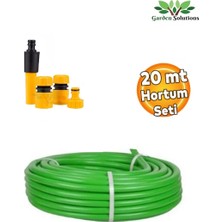 Depolife Bahçe Su Hortumu ve Fıskıyeli Ayarlanabilir Tabanca Hortum Ekleme Aparatları Seti 20MT Hortum