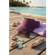 Belifanti Collection Premium Lila Örme Triko Vizör Şapka Esnek Yapı Nefes Alabilir Spor Tenis Güneşlik