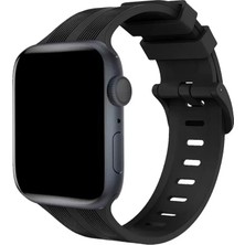 Vigordurus Newface Apple Watch 38MM KR408 Çizgili Silikon Kordon - Siyah