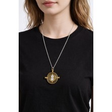 Herşey Nota Harry Potter Zaman Döndürücü Kolye Gümüş Renk 60 cm Unisex Metal Aksesuar