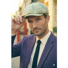 Belifanti Collection Erkek Haki Yazlık Keten Şapka Ingiliz Modern Peaky Blinders Stili