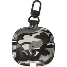 Vigordurus Newface Airpods 3 (3.nesil) Çanta Kamuflaj Deri Kılıf - Gri