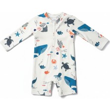 Minipodyum Erkek Bebek Mayo Uzun Kollu Deniz Temalı